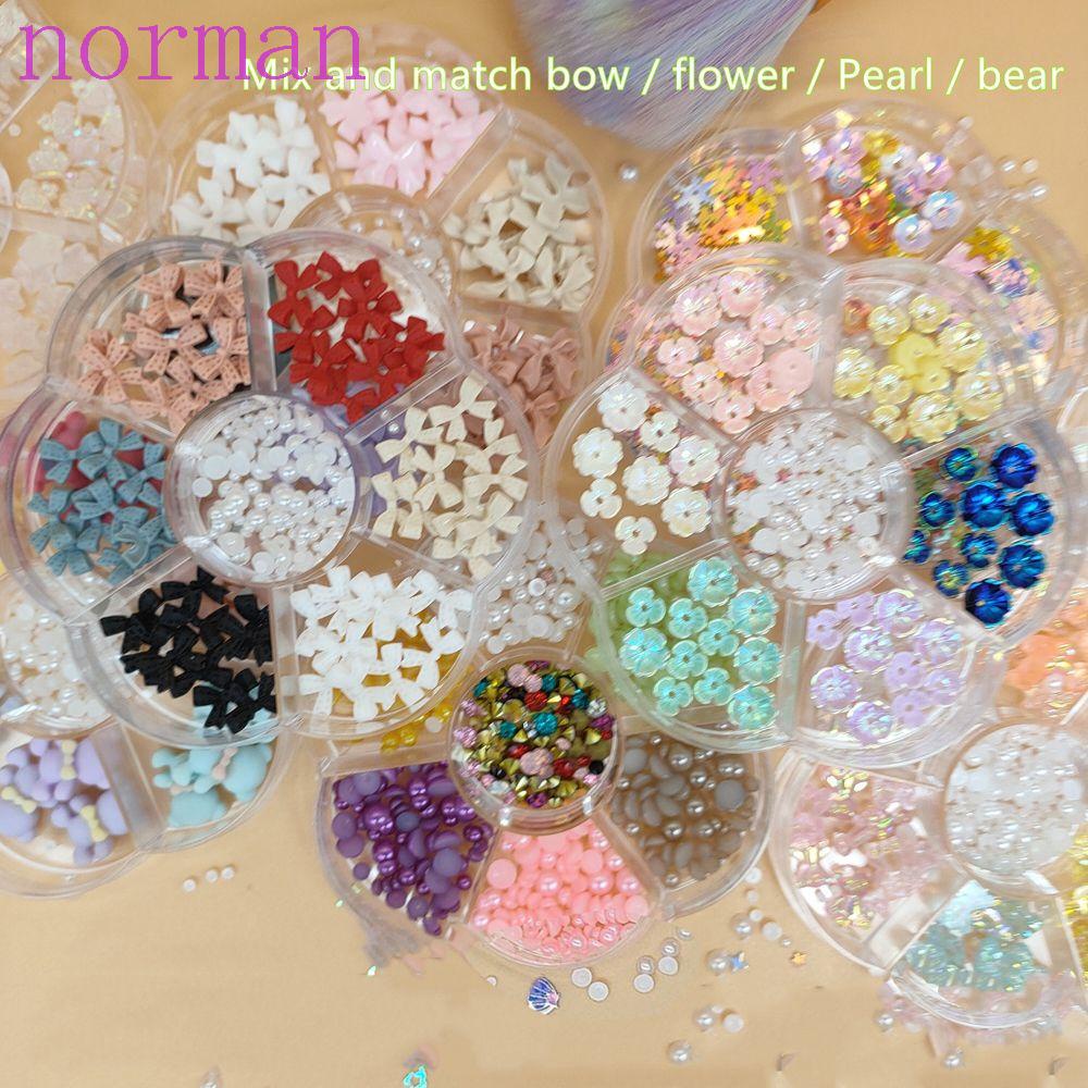 Hộp Phụ Kiện Trang Trí Móng Nghệ Thuật Hình Vỏ Sò / Hoa / Gấu Đính Kim Sa Laser 3D DIY