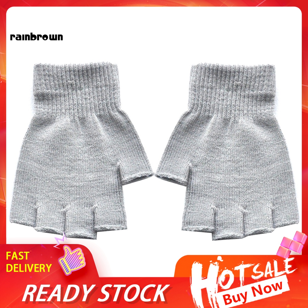 1 Cặp Găng Tay Len Mềm Hở Ngón Giữ Ấm Mùa Đông