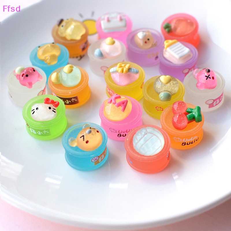 {Ffsd} Set 10 Phụ Kiện Trang Sức Resin Dạ Quang Trong Suốt Hoạt Hình Diy Cho Điện Thoại Di Động * Bán Chạy