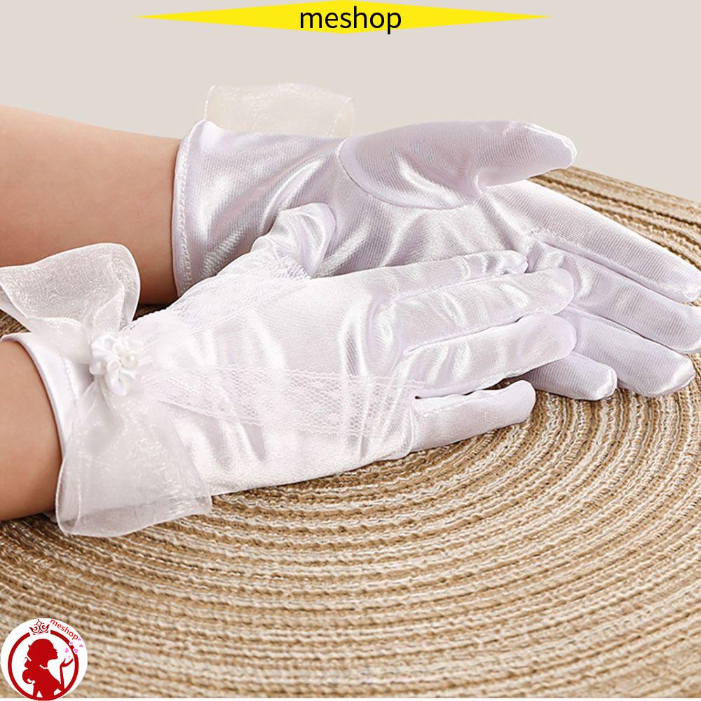 Găng Tay Dài Vải Satin Đính Kim Sa Lấp Lánh Thời Trang Cho Bé Gái