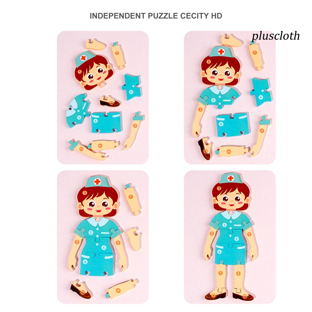 1 Bộ Đồ Chơi Lắp Ráp Bằng Gỗ Hoạt Hình 3D Nhiều Màu Dễ Thương Cho Bé Mẫu Giáo