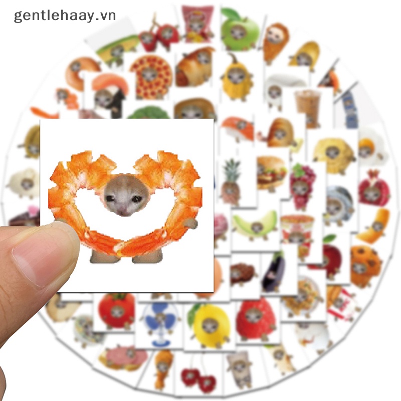 Bộ 69 Miếng Dán Hình Mèo Vui Nhộn Dùng Trang Trí Vali Laptop Ipad Điện Thoại
