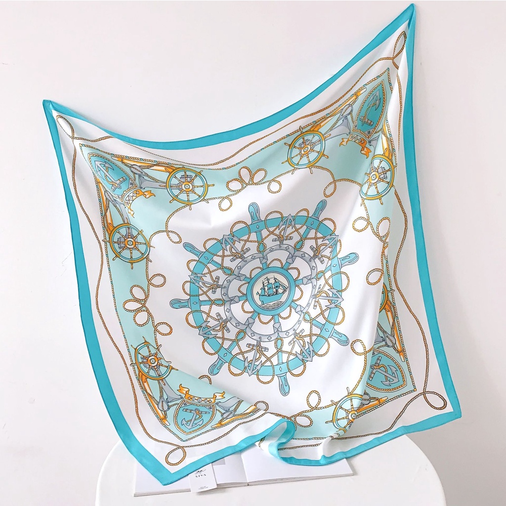Khăn Quàng Cổ Lụa In Họa Tiết Phong Cách Âu Mỹ 90 * 90cm Dành Cho Nữ