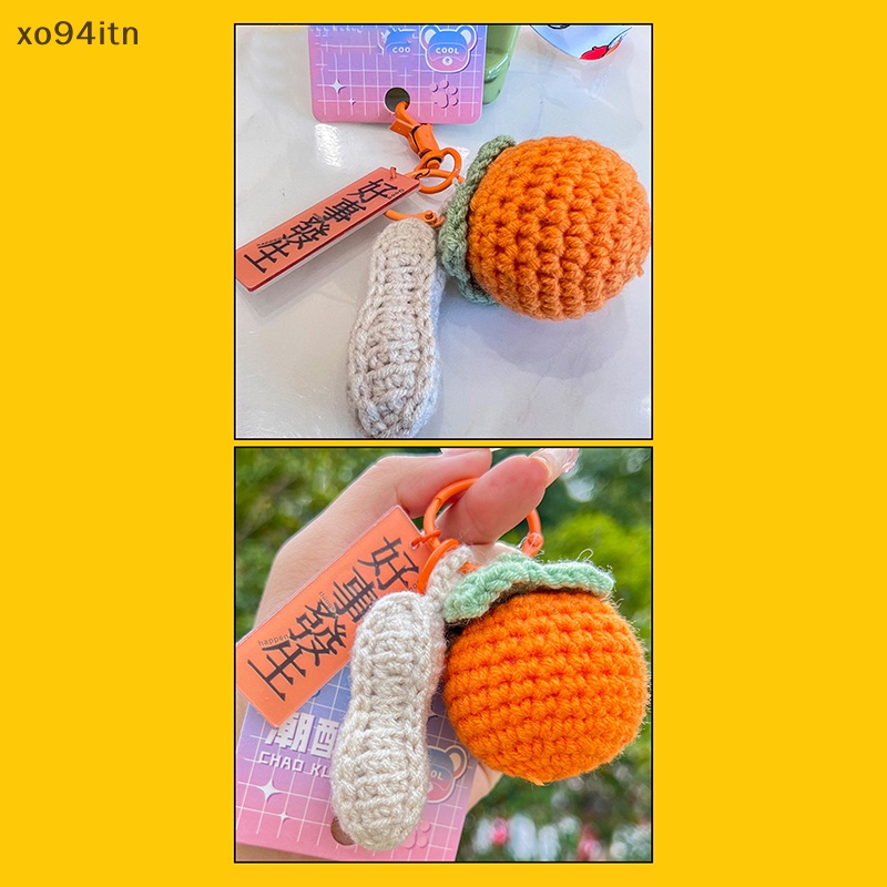 Tn Móc Khóa Xe Hơi / Túi Xách Đan Tay Hạnh Phúc Mặt Persimmon Thủ Công Cho Cặp Đôi n