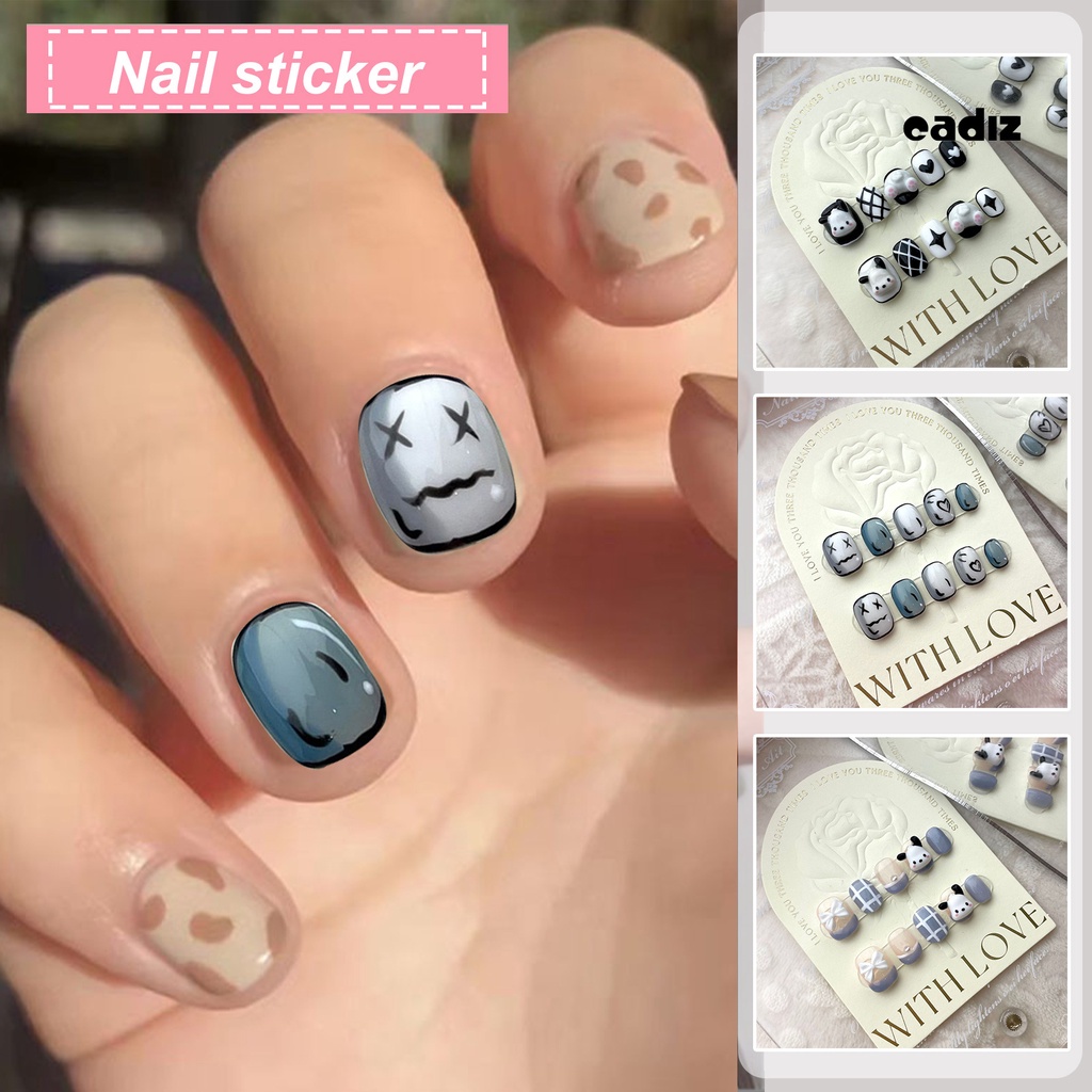 Bộ 10 Móng Tay Giả Độ Bóng Cao Che Phủ Toàn Diện Không Harm Hình Cún Dễ Thương Tự Làm Thủ Công