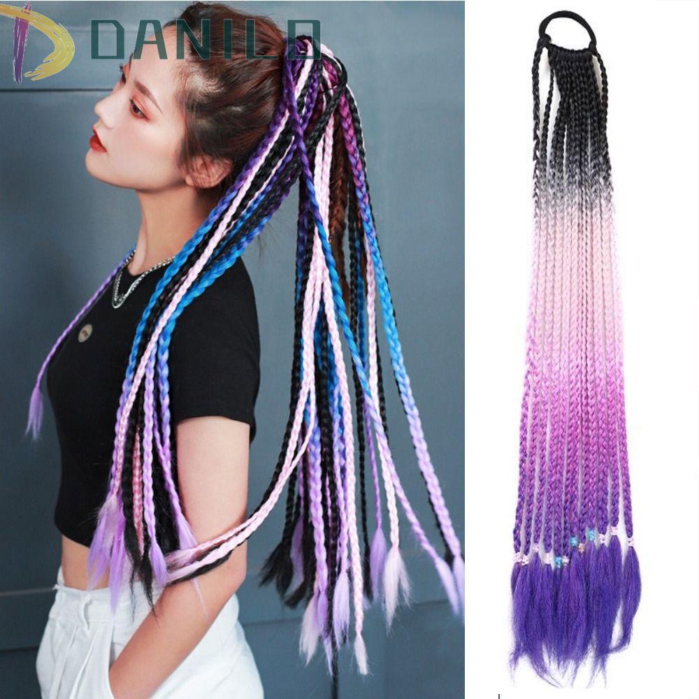 Danilo Tóc Giả Thắt Bím Nhiều Màu Sắc Phong Cách Dân Tộc Hip Hop Bằng Cao Su Tổng Hợp Co Giãn Dành Cho Trẻ Em