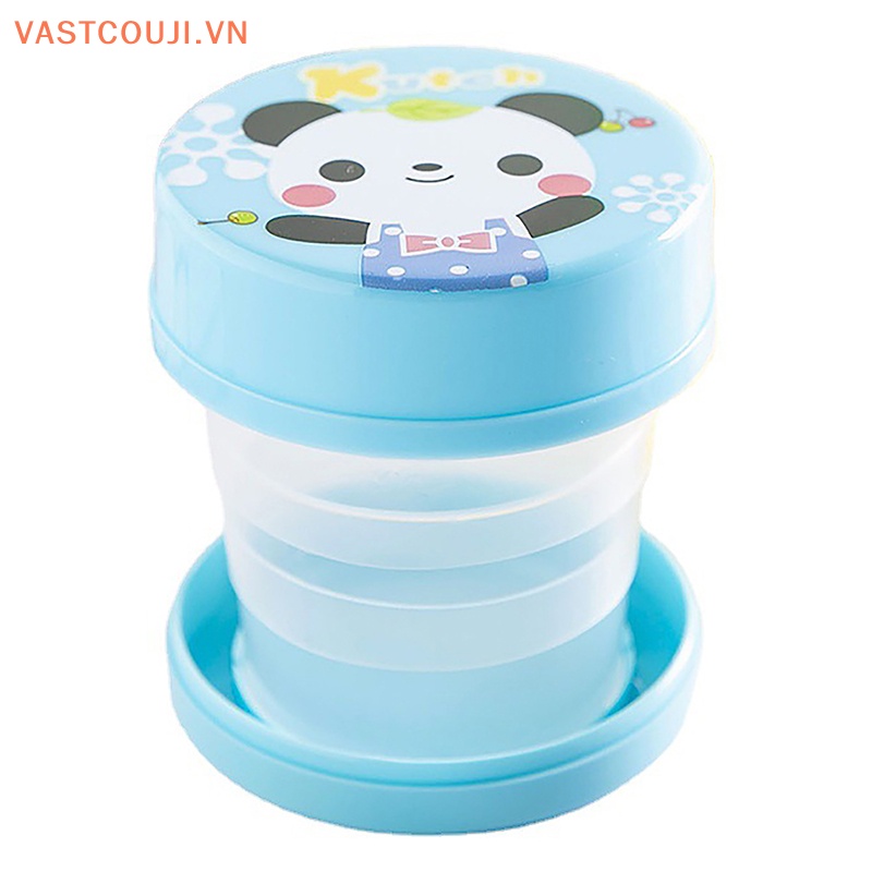 Cốc Uống Nước 130ml Bằng Nhựa Họa Tiết Hoạt Hình Độc Đáo Kèm Nắp Đậy Tiện Dụng Mang Theo Du Lịch