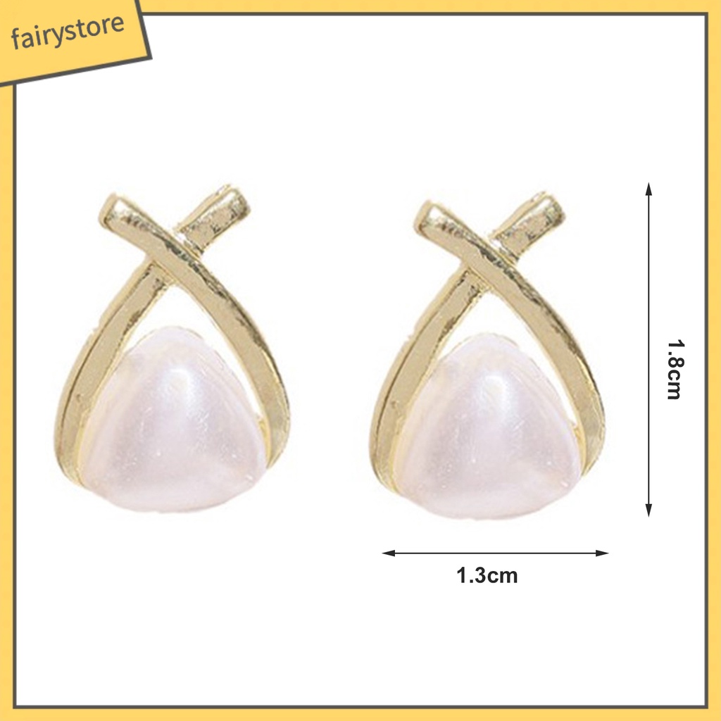 1 Đôi Bông Tai Hình Tam Giác Đính Ngọc Trai Nhân Tạo Phong Cách Hàn Quốc