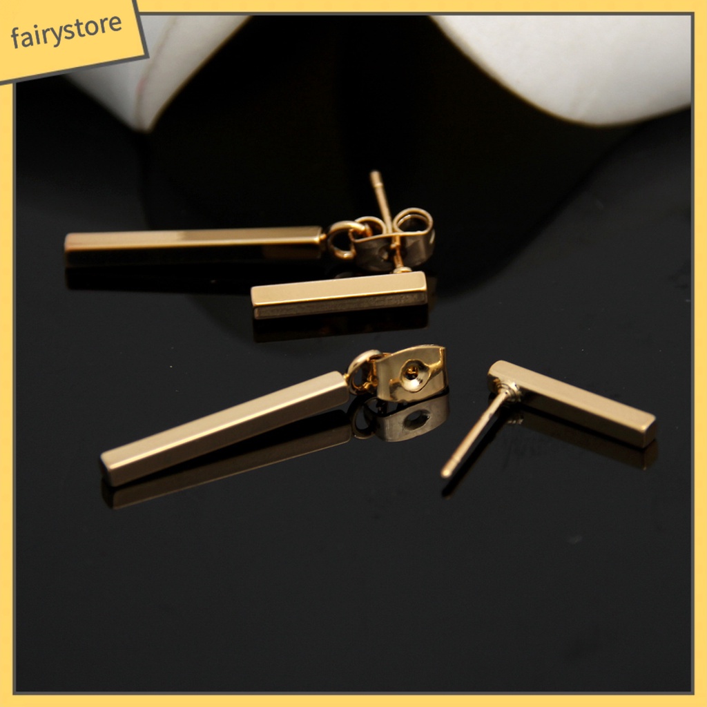 1 Đôi Bông Tai Hình Chữ T Chống Phai Màu Thiết Kế Đơn Giản