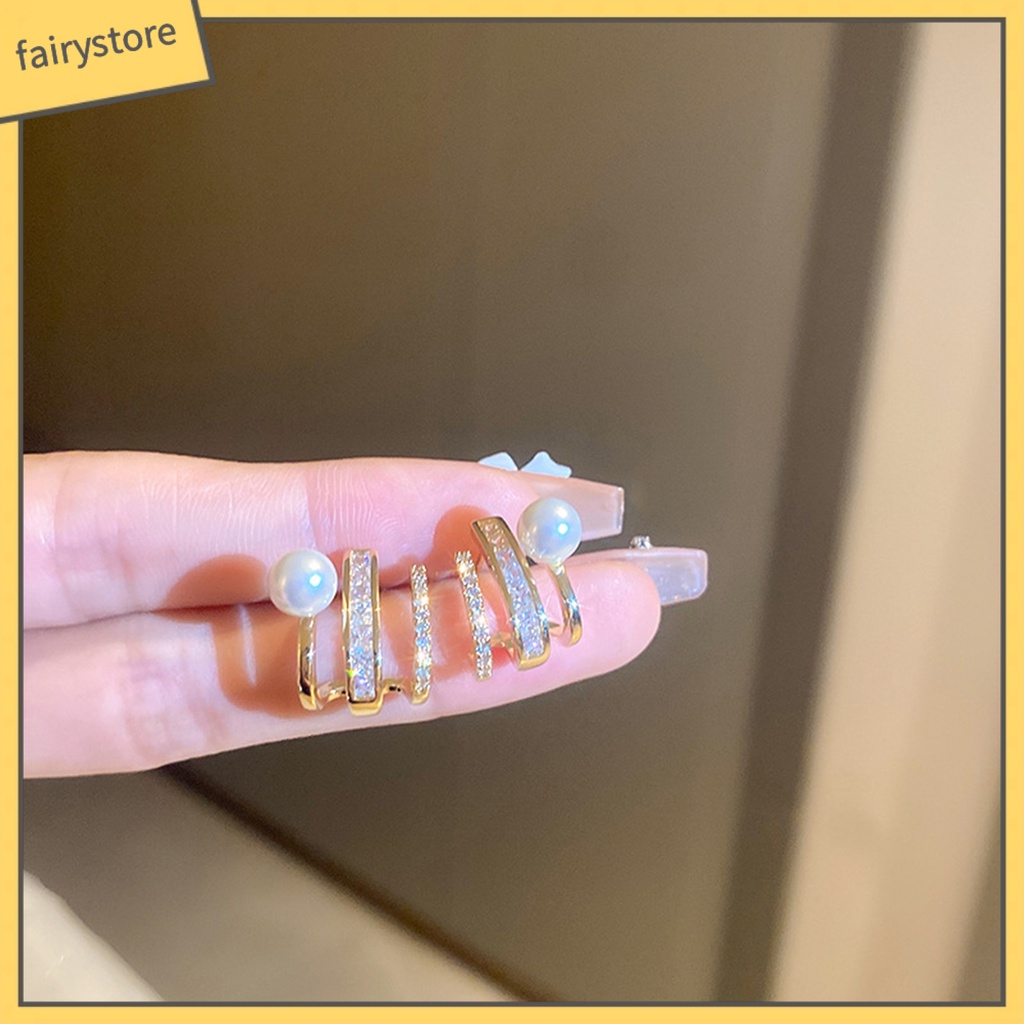 1 Đôi Bông Tai Đính Đá Ngọc Trai Giả Thời Trang Dành Cho Nữ