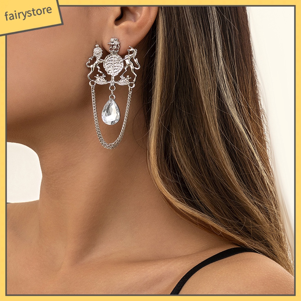 1 Đôi Bông Tai Đính Đá Sáng Bóng Phong Cách Cổ Điển Thời Trang Dành Cho Nữ