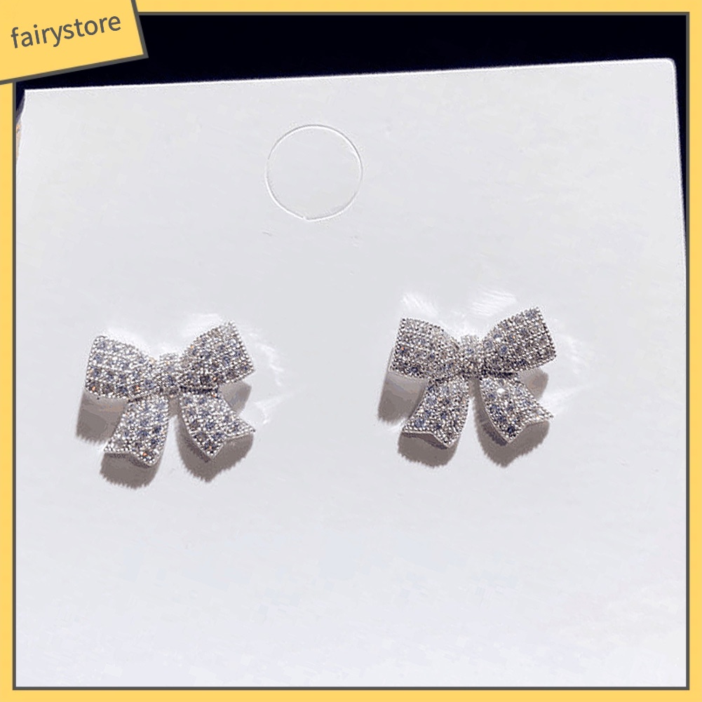 Đôi Bông Tai Hình Nơ Đính Đá Thời Trang Cho Nữ
