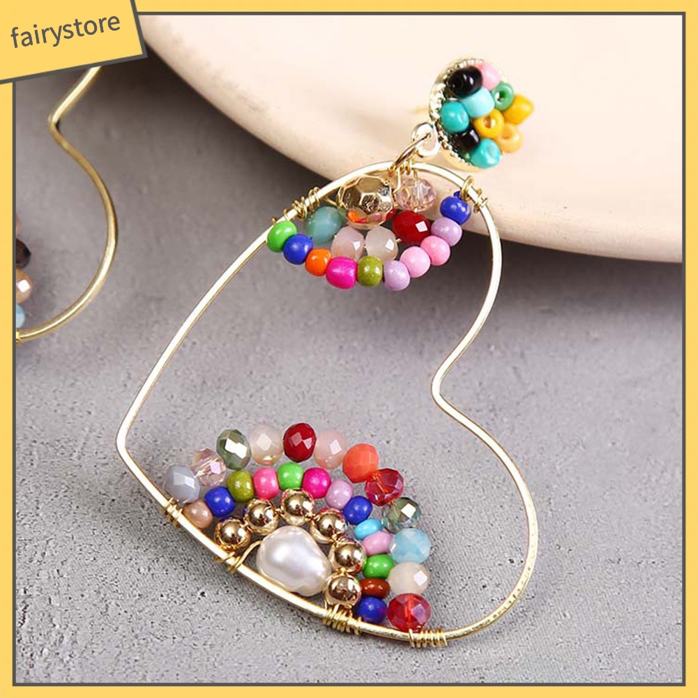 Đôi Bông Tai Hình Trái Tim Phong Cách Boho Thời Trang Cho Nữ