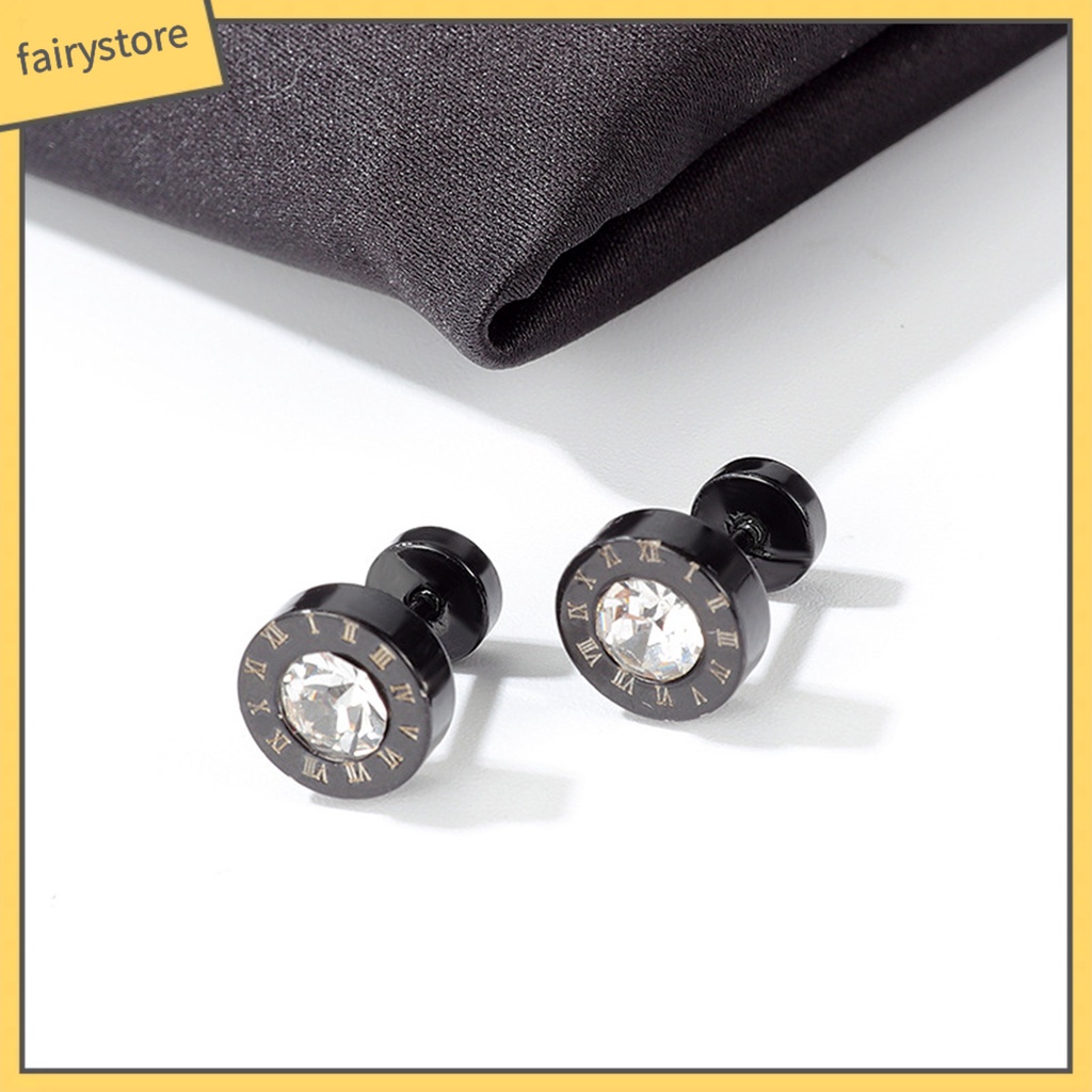 1 Đôi Bông Tai Tròn Đính Đá Phong Cách Hip Hop Punk Thời Trang Dành Cho Nam