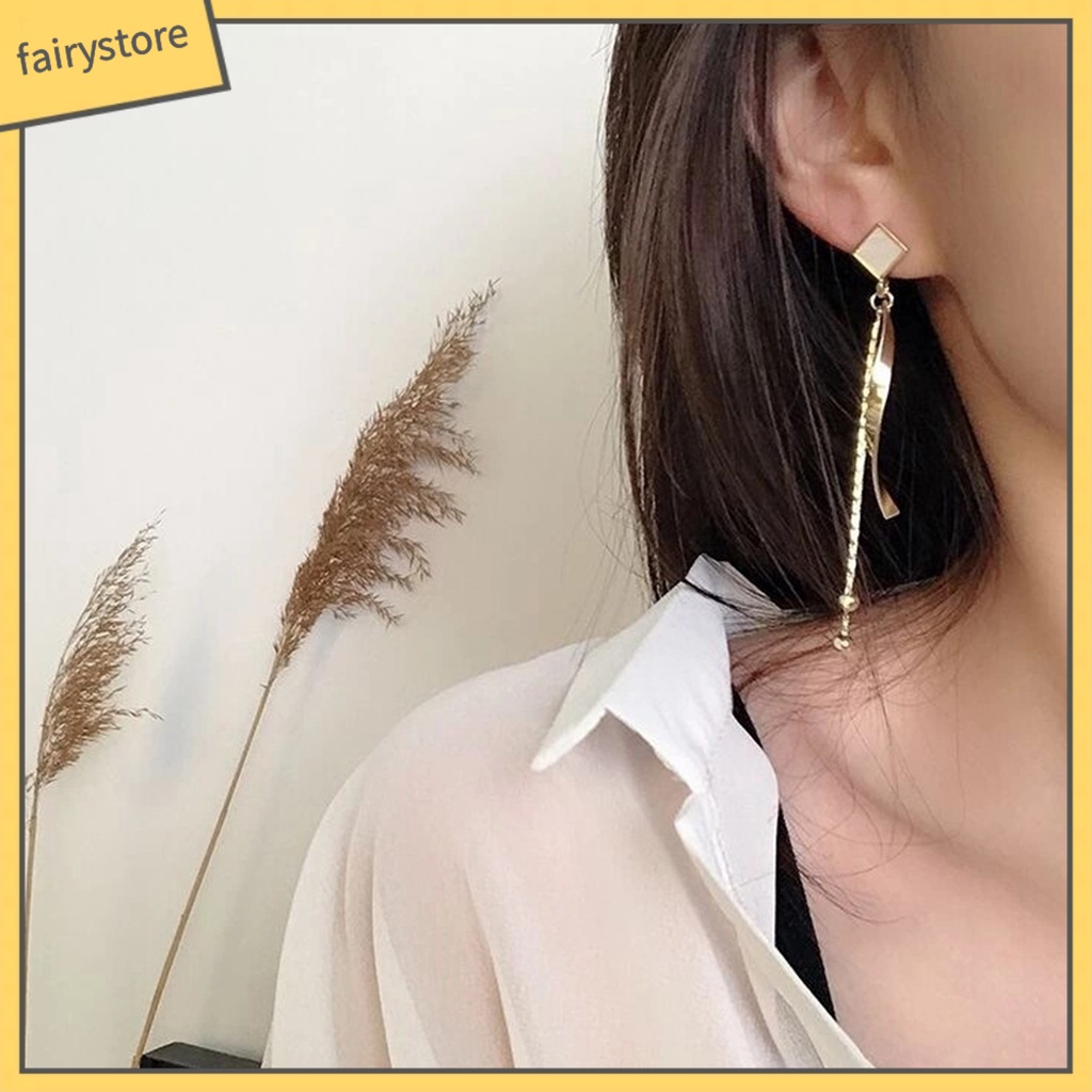 1 Đôi Bông Tai Dáng Dài Đính Đá Lấp Lánh Thời Trang Cao Cấp Cho Nữ