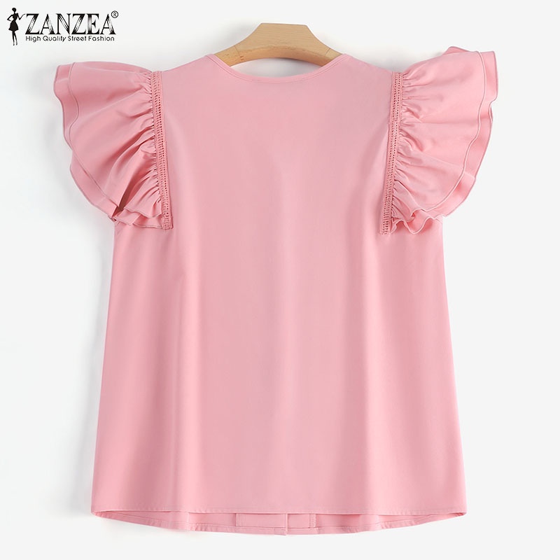 Zanzea Áo Kiểu Nữ Cộc Tay Cổ Chữ V Thời Trang Hàn