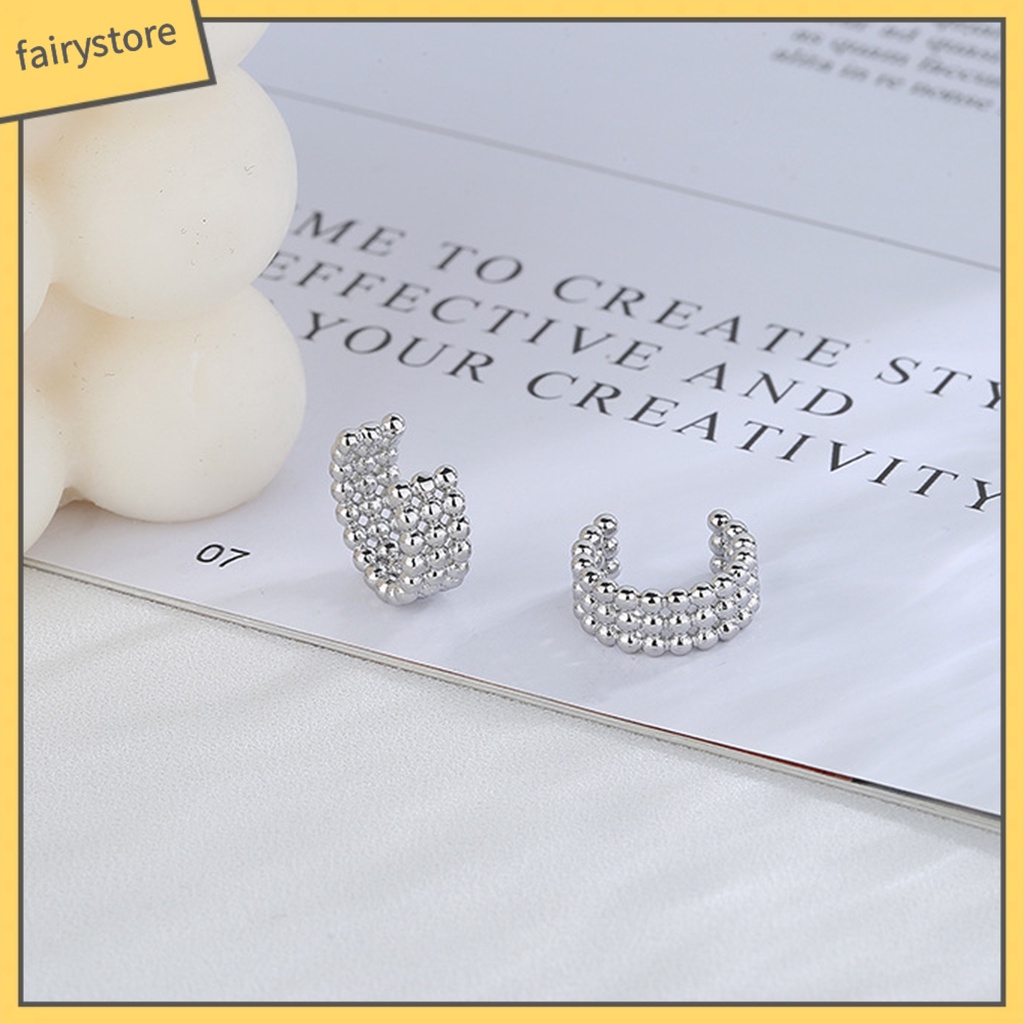 1 Khuyên Tai Dạng Kẹp Ba Lớp Mạ Điện Đính Hạt Tròn Phong Cách Pháp Thích Hợp Dự Tiệc