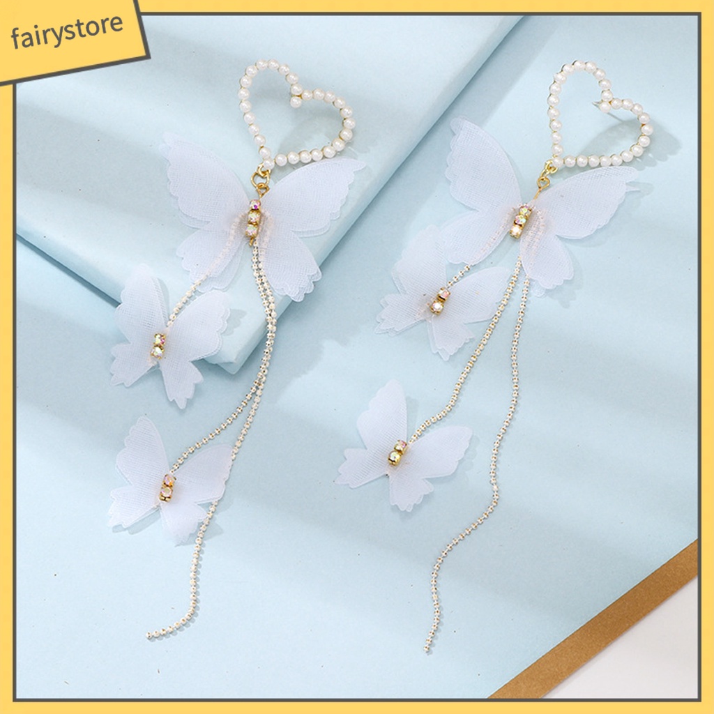 1 Đôi Bông Tai Hợp Kim Thả Ngọc Trai / Bướm / Trái Tim Thời Trang