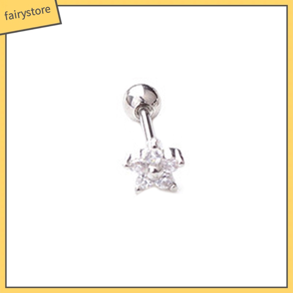 1 Chiếc Bông Tai Hình Hoa / Mặt Trăng / Ngôi Sao Đính Đá Zircon Thời Trang Nữ