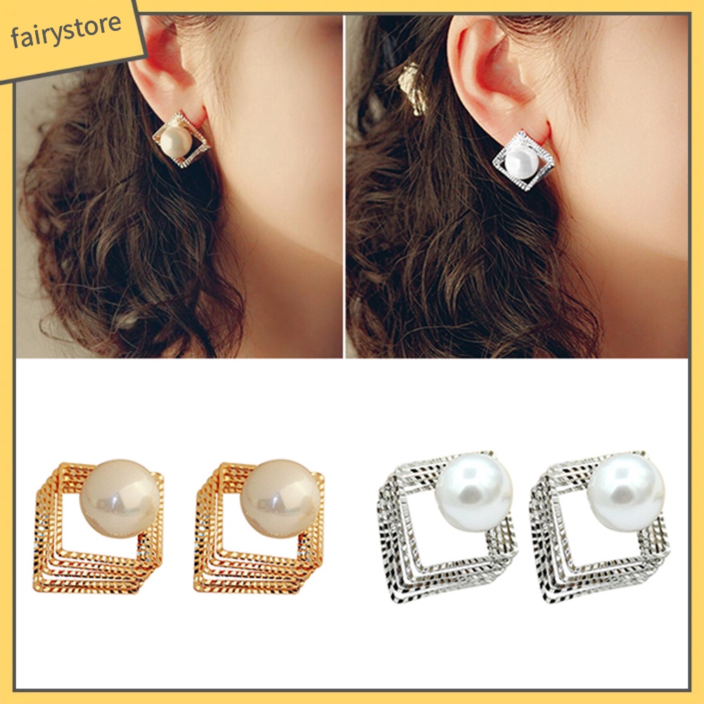 Bông Tai Nhiều Lớp Đính Ngọc Trai Giả Thời Trang Dành Cho Nữ