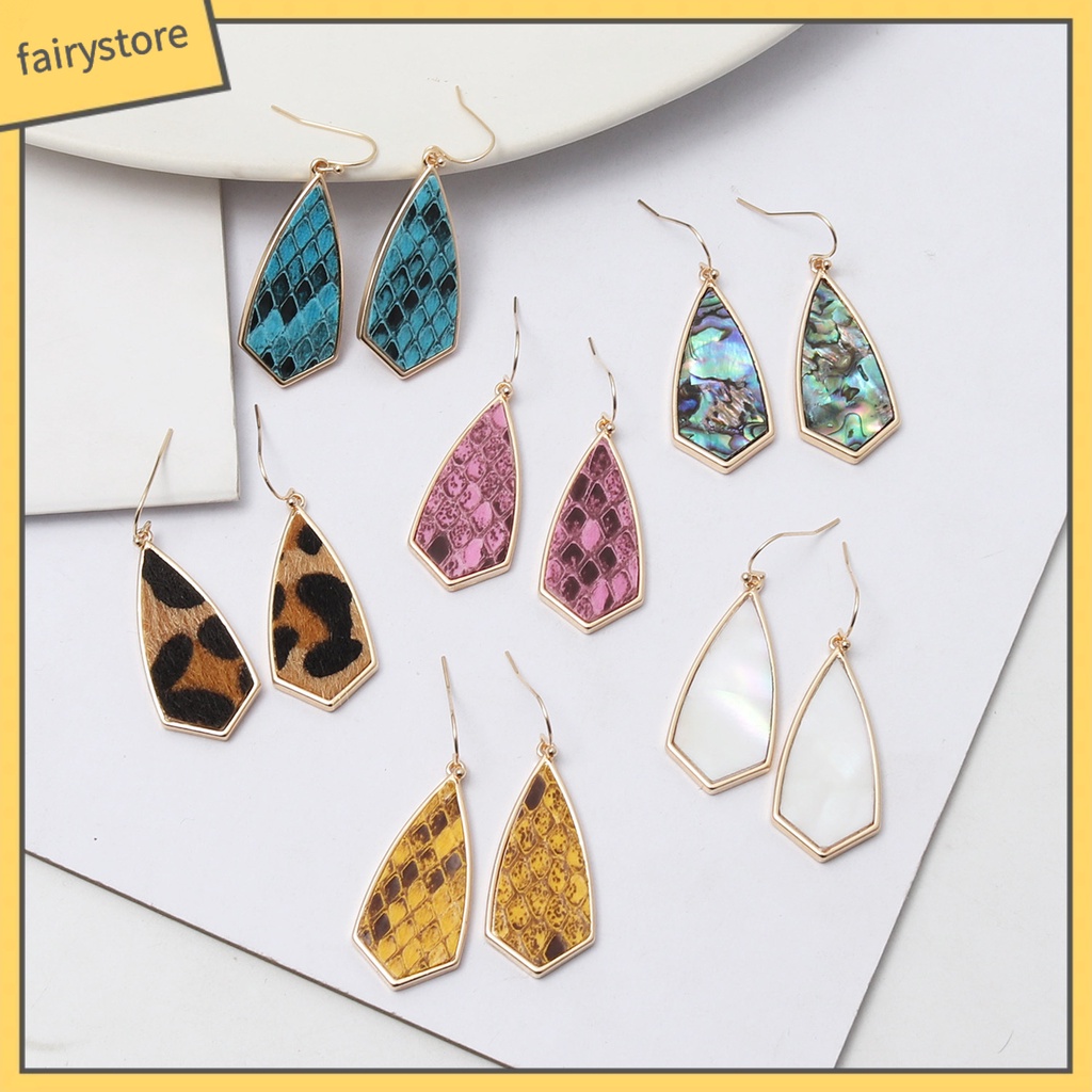 1 Đôi Bông Tai Hợp Kim Dáng Dài Họa Tiết Da Báo Thời Trang Cho Nữ