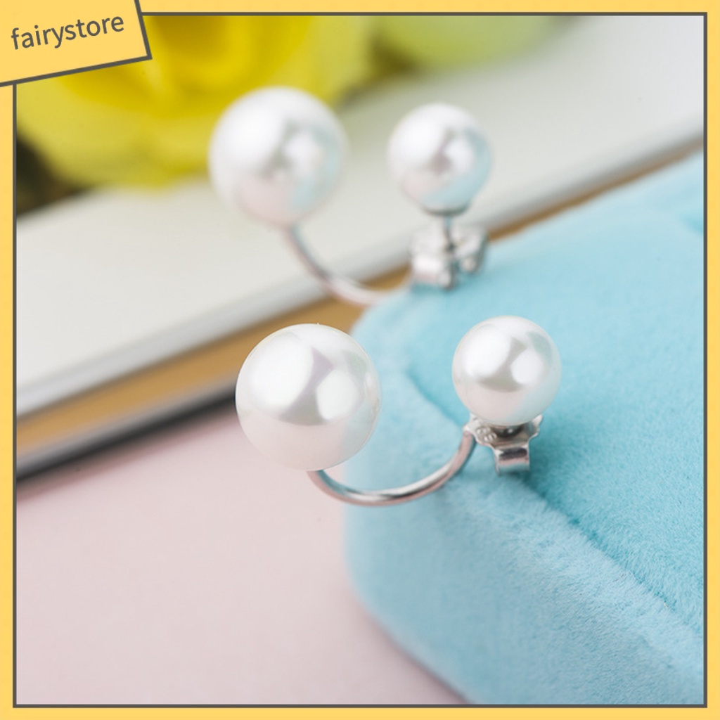 1 Đôi Bông Tai Hình Chữ C Đính Ngọc Trai Giả Thời Trang Dành Cho Nữ