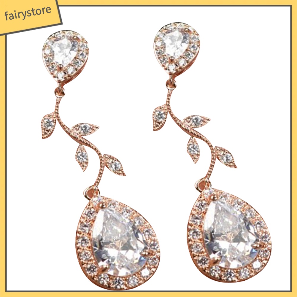 Bông Tai Hình Giọt Nước Đính Đá Zircon Thời Trang Dành Cho Nữ