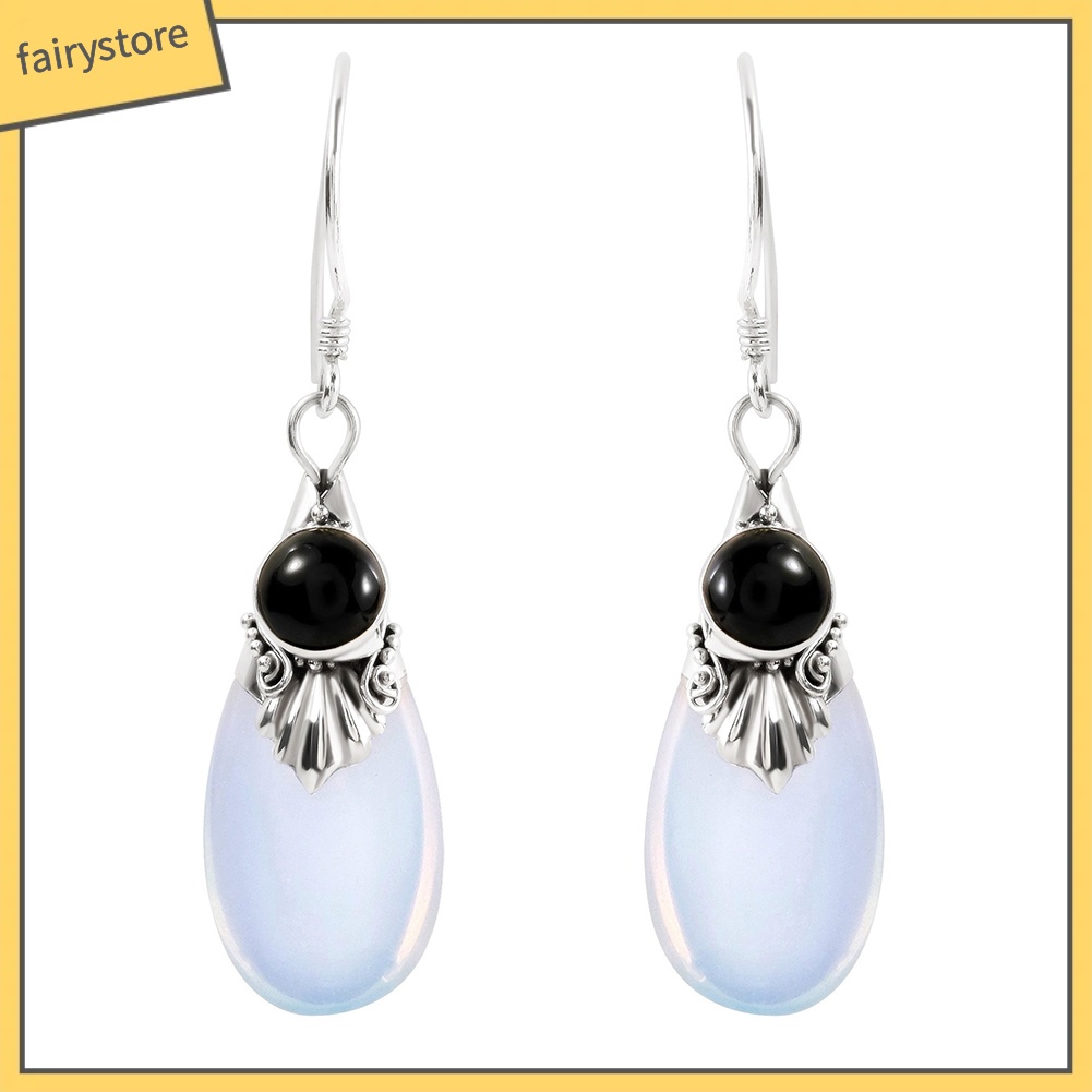 Bông Tai Hình Giọt Nước Đính Đá Mặt Trăng Thời Trang Dành Cho Nữ