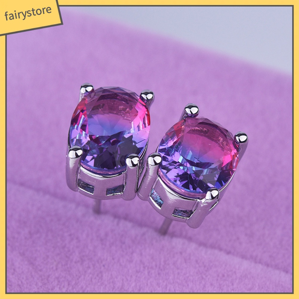 Bông Tai Đính Đá Giả Hình Oval Thời Trang Dành Cho Nữ