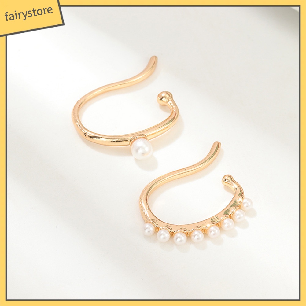 Khuyên Kẹp Vành Tai Đính Ngọc Trai Nhân Tạo Thời Trang