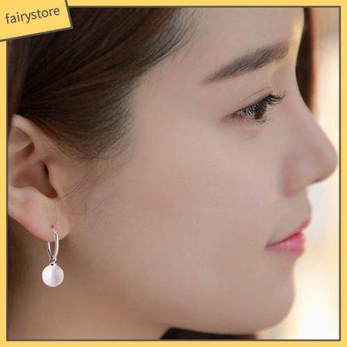 Khuyên Tai Tròn Đính Ngọc Trai Nhân Tạo Thanh Lịch Dành Cho Nữ