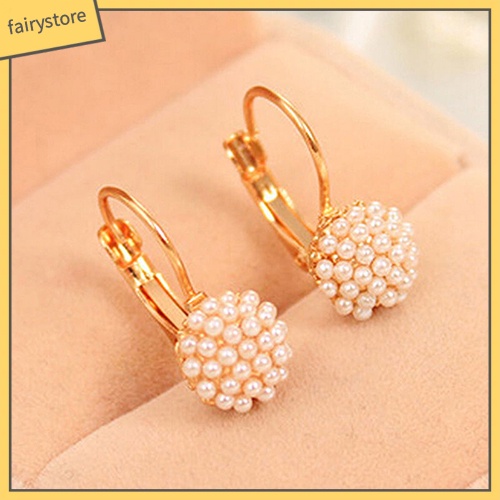 Khuyên Tai Tròn Đính Hạt Ngọc Trai Giả Thời Trang Cho Nữ