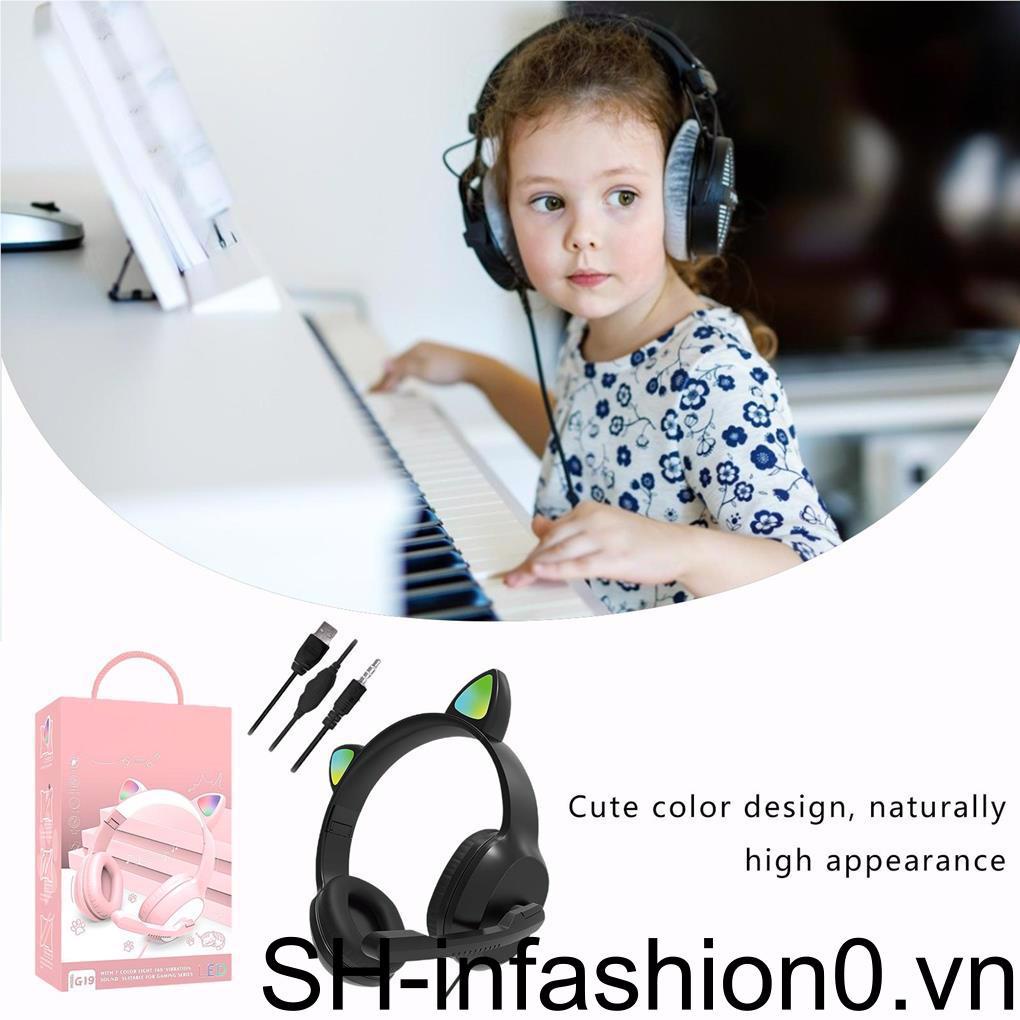 Tai Nghe Chơi Game Có Dây Hình Mèo Tinh Tế Đa Năng
