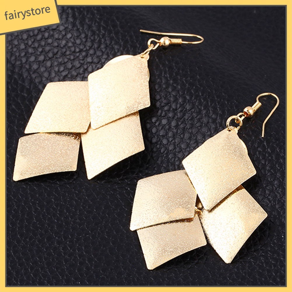 [FRO] Bông Tai Móc Treo Dáng Dài Hình Thoi Lấp Lánh Cho Nữ