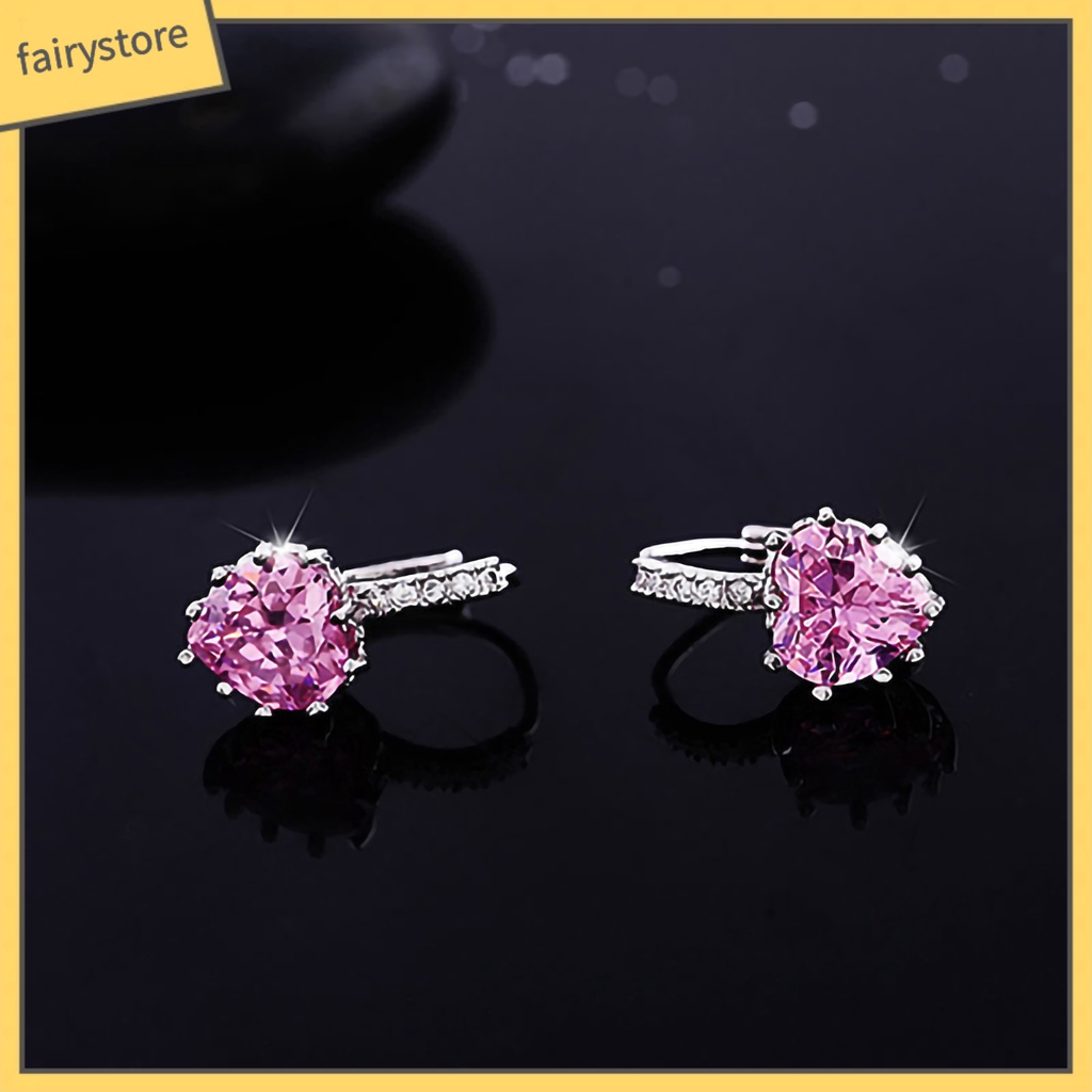 Bông Tai Hình Trái Tim Đính Đá Bằng Hợp Kim