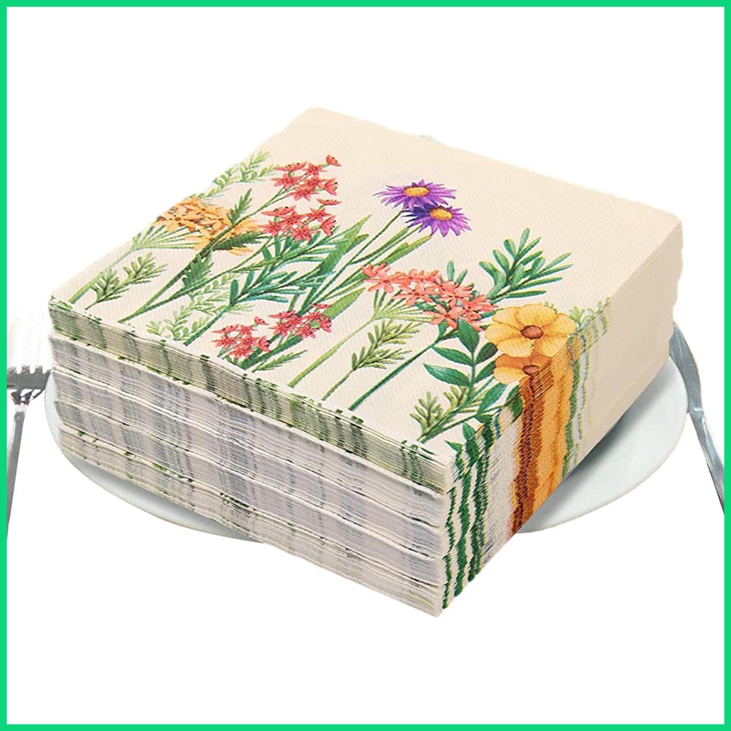 Bộ 20 Khăn Ăn Bằng Giấy Họa Tiết Hoa Thân Thiện Với Da Dùng Khi Đi Tắm / Làm Cocktail