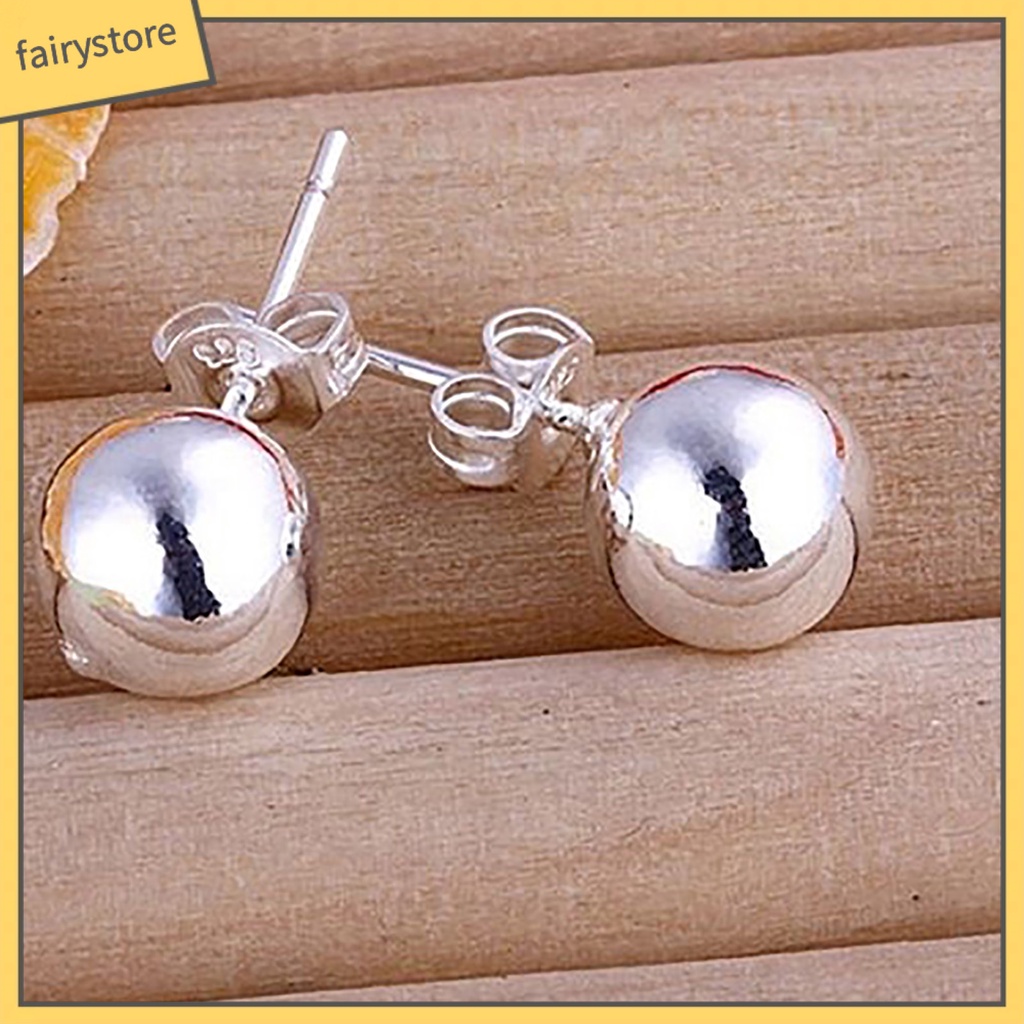 1 Đôi Bông Tai Tròn Bằng Thép Không Gỉ Màu Bạc Thời Trang Dành Cho Nữ