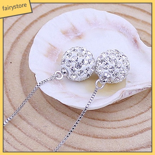 Bông Tai Mạ Bạc Dáng Dài Đính Đá Thời Trang Cho Nữ