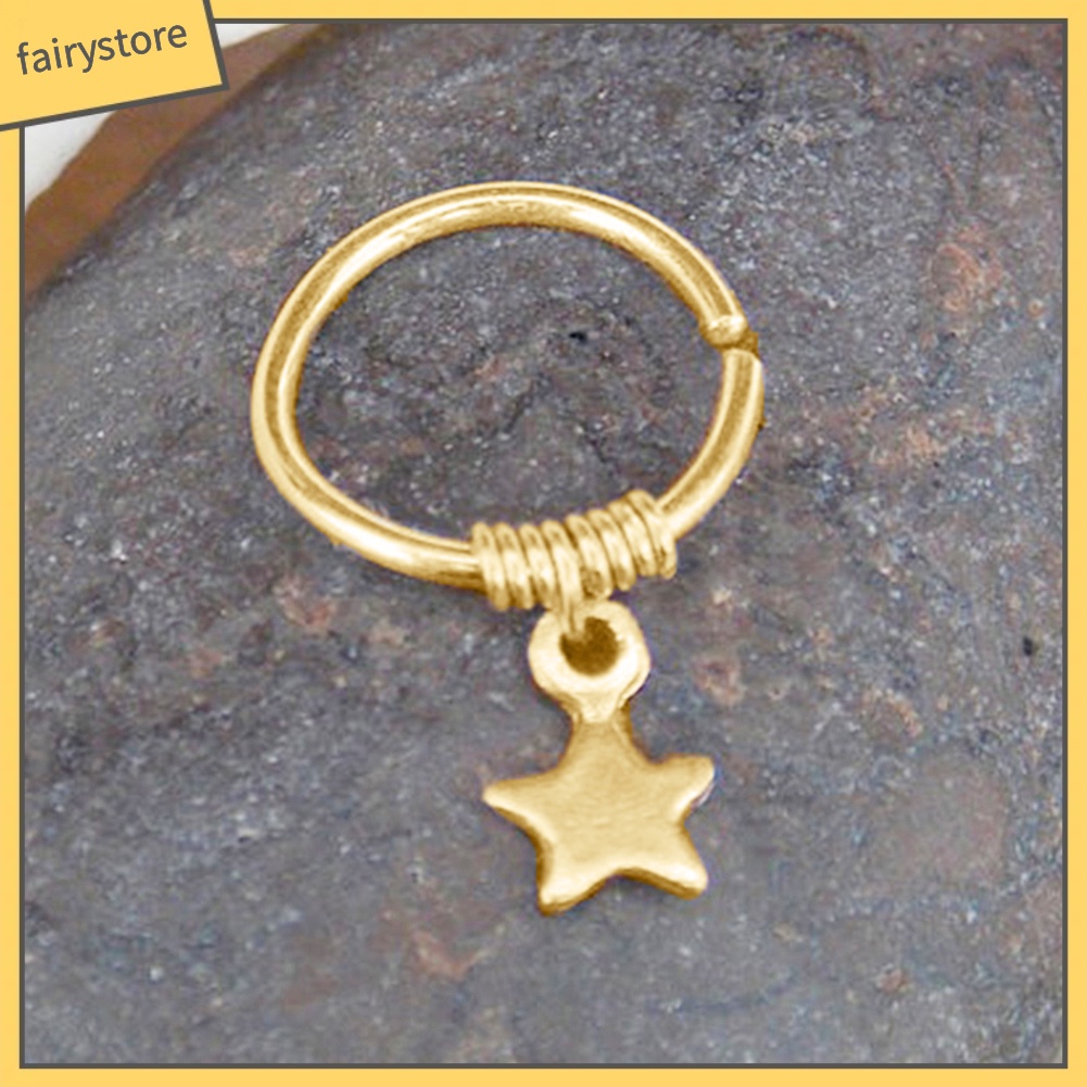 1 Khuyên Tai Tròn Đính Ngôi Sao Thời Trang