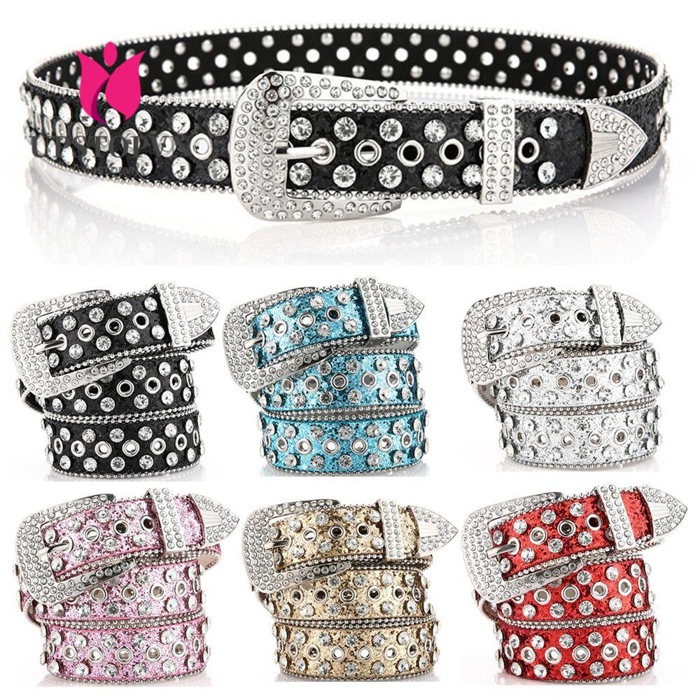 Thắt Lưng Da Lấp Lánh Phong Cách Hip Hop Punk Cá Tính