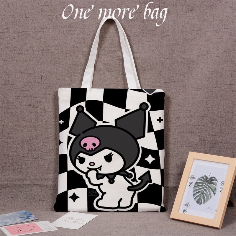 One Túi Xách Vải canvas Cỡ Lớn In Hình anime Kulomi Sanrio Đáng Yêu Cho Học Sinh