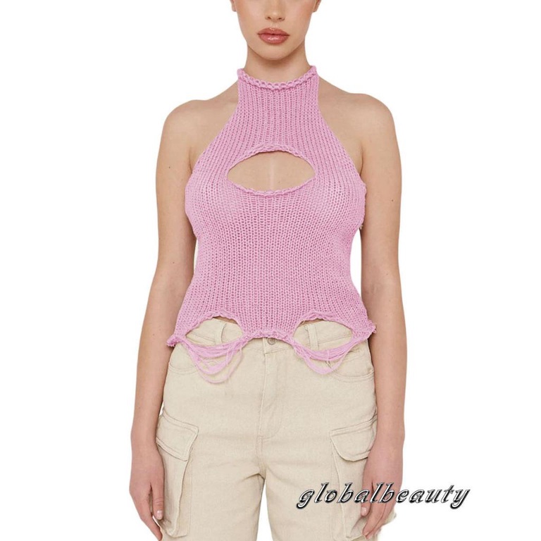 Áo Hai Dây Dệt Kim Hở Lưng Thời Trang Mùa Hè Cho Nữ