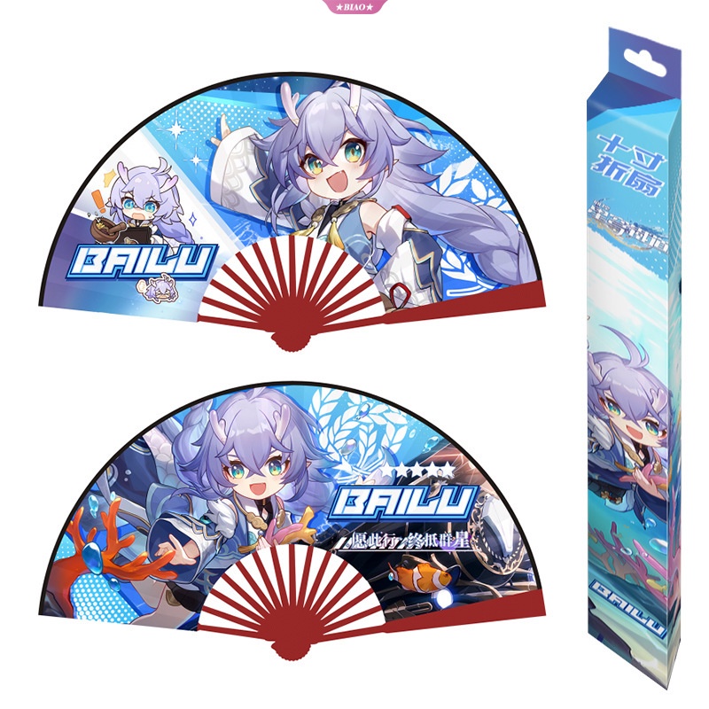 Quạt Xếp Cầm Tay Bằng Vải Hai Mặt Hóa Trang Nhân Vật Honkai: Star Rail