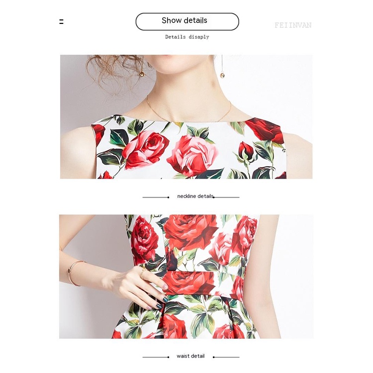 20236 Váy không tay cạp cao cắt may ba chiều