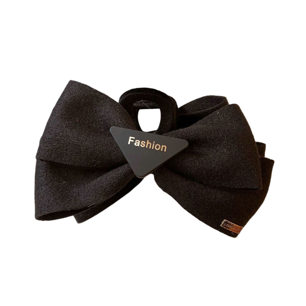 Kẹp Tóc Càng Cua Đính Nơ Vải Hai Mặt Màu Đục Phong Cách Hàn Quốc Cho Nữ