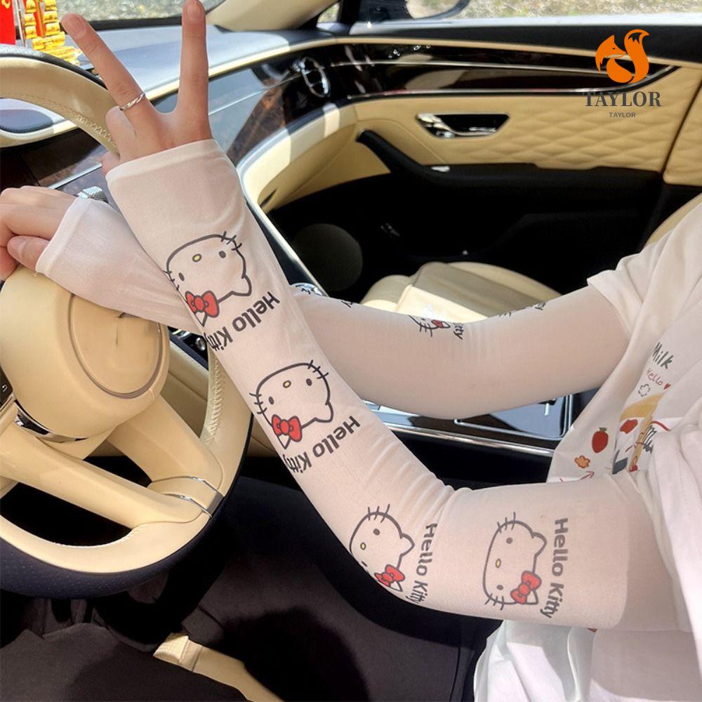 Tay Áo Chống Nắng TAYLOR1 Co Giãn In Họa Tiết Hoạt Hình Dễ Thương Cho Nữ