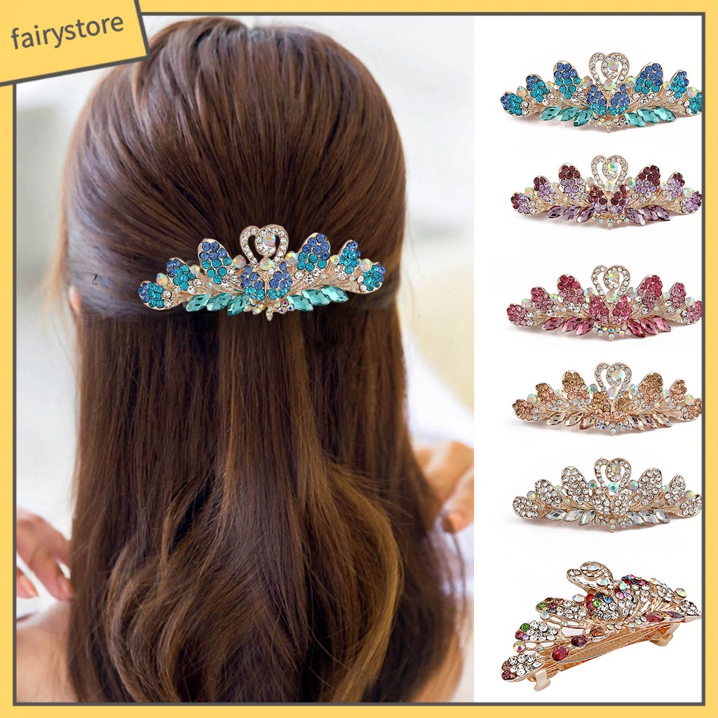 Kẹp Tóc Đính Đá Lấp Lánh Bằng Thép Không Gỉ Chống Trượt Trọng Lượng Nhẹ