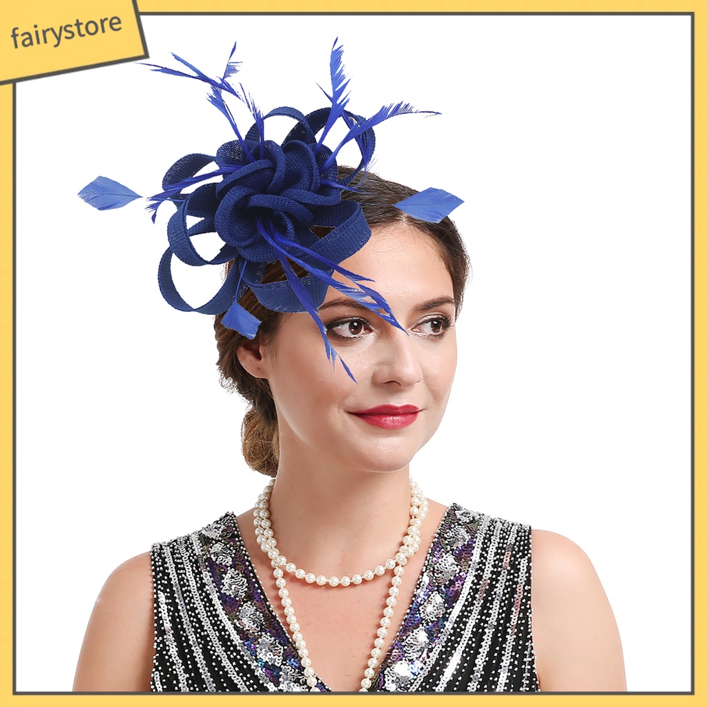 Cài Tóc Đính Lông Vũ Nhiều Lớp Màu Sắc Trơn Phong Cách Vintage Dành Cho Cô Dâu