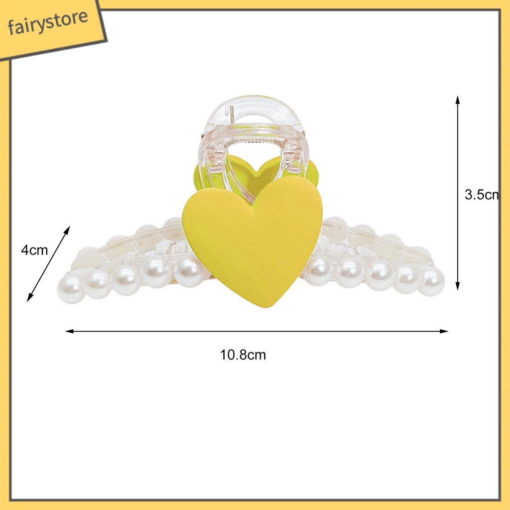Kẹp Tóc Hình Trái Tim Đính Ngọc Trai Giả Bằng Nhựa Chống Trượt