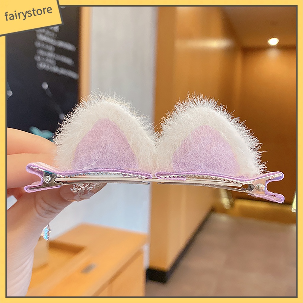 Set 10 Kẹp Tóc Hình Tai Mèo Có Răng Nhỏ Co Giãn Chống Trượt Màu Sắc Tương Phản Trang Trí Biểu Diễn Cho Bé Gái